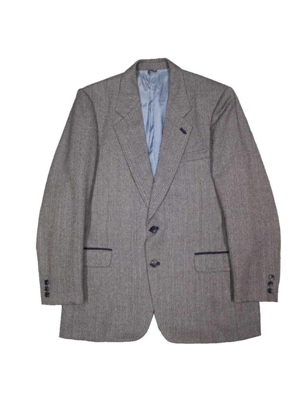 Vintage MacLeod Bros Blazer Herringbone Wool Sport Coat Grey Canada 42R